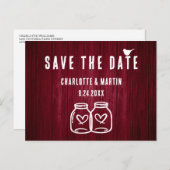 Carte postale 'Save The Date' pour mariage rustiqu (Devant / Derrière)