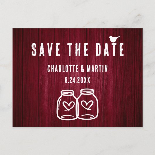 Carte postale 'Save The Date' pour mariage rustiqu (Devant)