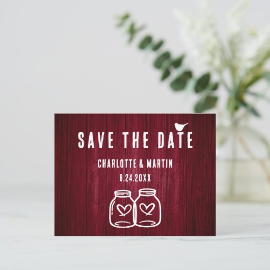 Carte postale 'Save The Date' pour mariage rustiqu (Debout devant)