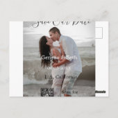Carte Postale Save the date simple minimal QR scan code details  (Dos)