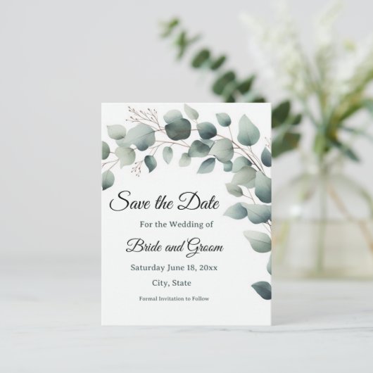 Carte postale "Save the Date" simple pour mariage  (Debout devant)