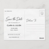Carte Postale Save the Date Wedding Card Modern Script | 4 Photo (Dos)