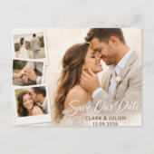 Carte Postale Save the Date Wedding Card Modern Script | 4 Photo (Devant)
