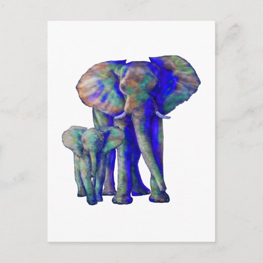 Carte Postale Save the Elephants Art Amoureux des animaux Mama a (Devant)