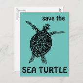 Carte Postale Save the Sea Turtle Tortoise Climate Change Postc (Devant / Derrière)