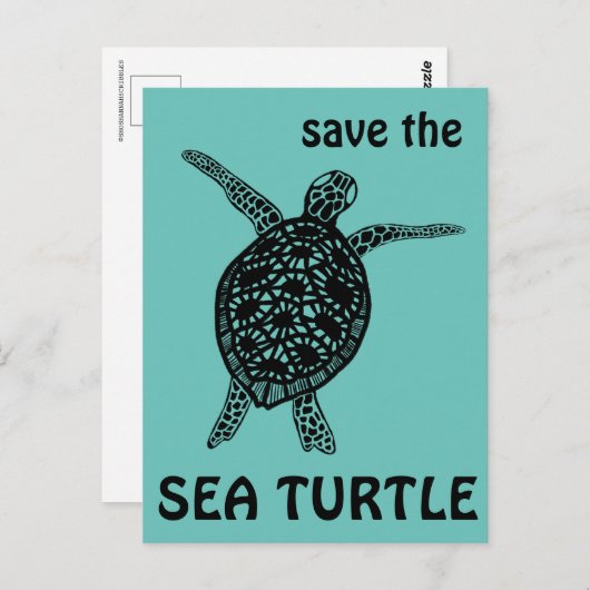 Carte Postale Save the Sea Turtle Tortoise Climate Change Postc (Devant / Derrière)