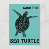 Carte Postale Save the Sea Turtle Tortoise Climate Change Postc (Devant)