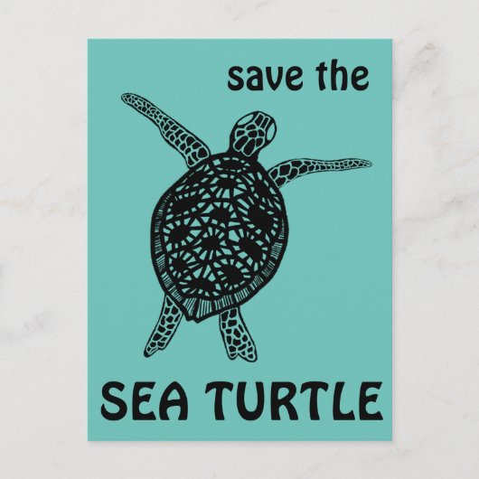 Carte Postale Save the Sea Turtle Tortoise Climate Change Postc (Devant)