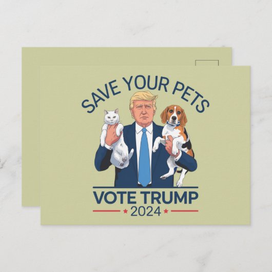 Carte Postale Save Your Pets Vote for Trump US Election Citation (Devant / Derrière)