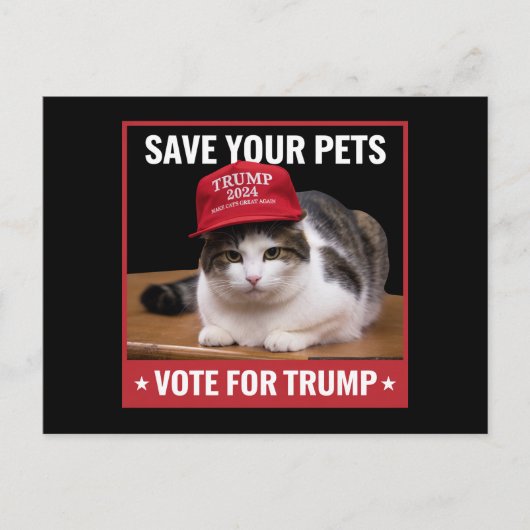 Carte Postale Save Your Pets Vote for Trump US Election Citation (Devant)