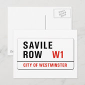 Carte Postale Savile Row, London Street Sign (Devant / Derrière)