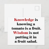 Carte Postale Savoir contre Sagesse Tomato Edition (Devant / Derrière)
