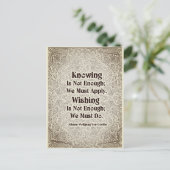 Carte Postale Savoir ne suffit pas - Citation positive (Debout devant)