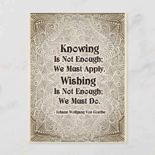 Carte Postale Savoir ne suffit pas - Citation positive (Devant)