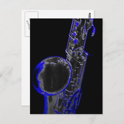 Carte Postale Sax bleu (Devant / Derrière)