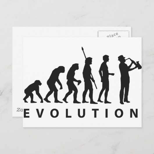 Carte Postale saxophon de l'évolution (Devant / Derrière)