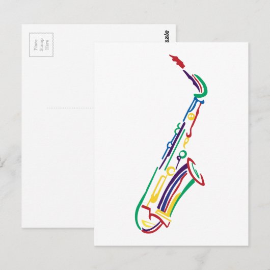 Carte Postale Saxophone (Devant / Derrière)