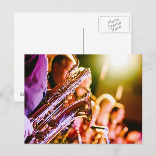 Carte Postale Saxophone (Devant / Derrière)