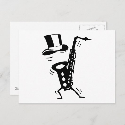 Carte Postale Saxophone dansant (Devant / Derrière)