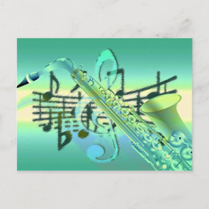 Carte Postale Saxophone Pastel Design abstrait