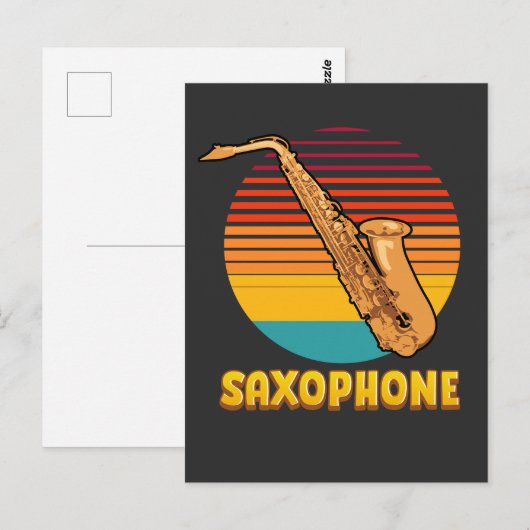 Carte Postale Saxophone Rétro (Devant / Derrière)