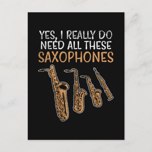 Carte Postale Saxophone Types (Devant)