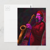 Carte Postale Saxophoniste (Devant / Derrière)