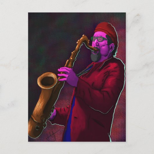 Carte Postale Saxophoniste (Devant)