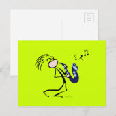 Carte Postale Saxophoniste de jazz (Devant / Derrière)