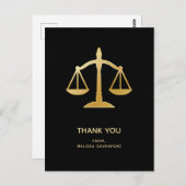 Carte Postale Scales d'or du droit de la justice Thème Merci (Devant / Derrière)