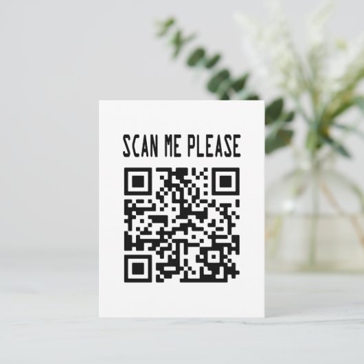 Carte Postale Scan Me Please QR Code - Smile, It's Free (Debout devant)
