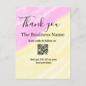 Carte Postale Scan QR to follow us thank you discount code pink (Devant)