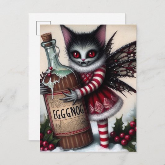 Carte Postale Scandale Noël Vampire Fairy Kitty Avec Eggnog (Devant / Derrière)