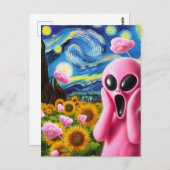 Carte Postale Scander Pink Alien Fine Art Parodie (Devant / Derrière)