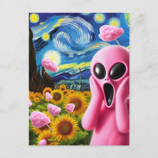 Carte Postale Scander Pink Alien Fine Art Parodie (Devant)