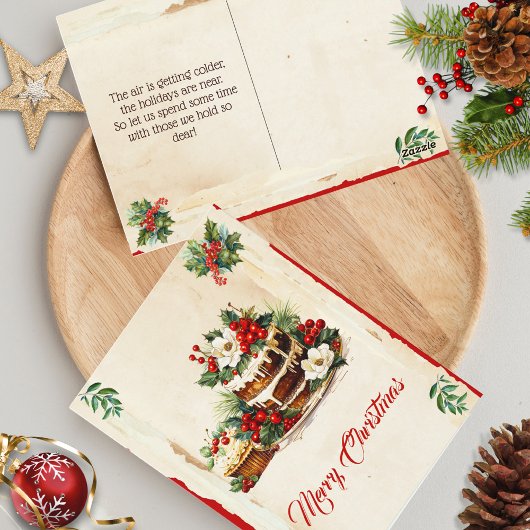 Carte Postale Scandi Hiver Foliage Aquarelle Joyeux Noël