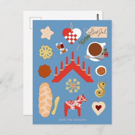 Carte Postale Scandinavie/Suédoise Jul Conception de pâtisseries (Devant / Derrière)