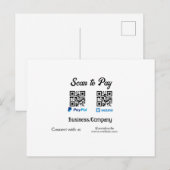 Carte Postale Scanner pour payer le code q r paypal venmo ajoute (Devant / Derrière)