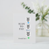 Carte Postale scanner pour payer les détails du code QR venmo ca (Debout devant)