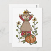 Carte Postale Scarecrow 1 Citrouille Fall Sunflowers (Devant / Derrière)