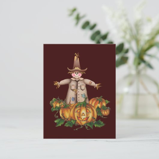 Carte Postale SCARECROW & CITROUILLE PATCH par SHARON SHARPE (Debout devant)