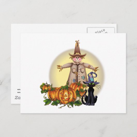 Carte Postale SCARECROW, JACK & CAT par SHARON SHARPE (Devant / Derrière)