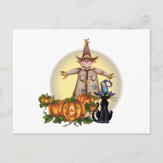 Carte Postale SCARECROW, JACK & CAT par SHARON SHARPE (Devant)