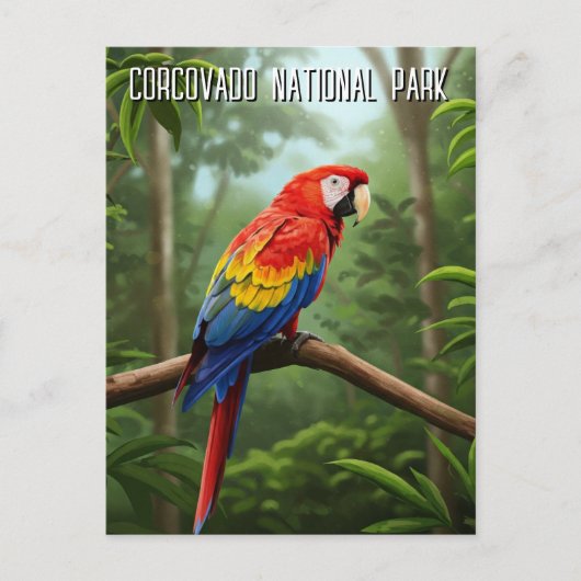 Carte Postale Scarlet Macaw dans le parc national du Corcovado V (Devant)