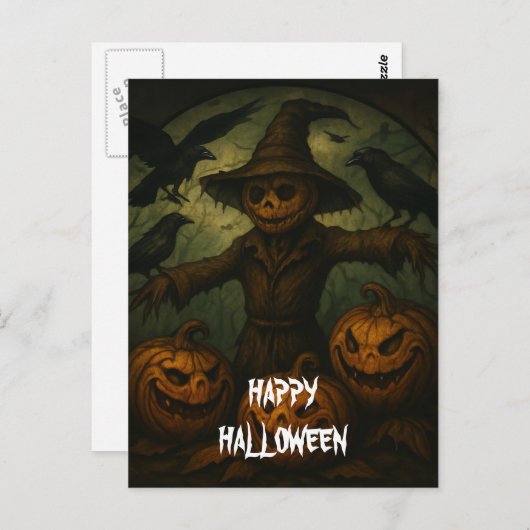 Carte Postale Scary Halloween Pumpkin Witch Scary Night (Devant / Derrière)