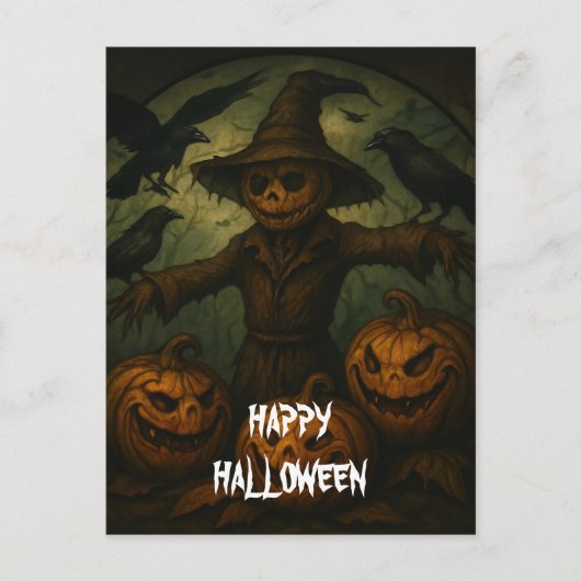 Carte Postale Scary Halloween Pumpkin Witch Scary Night (Devant)