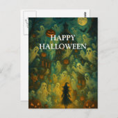 Carte Postale Scary Halloween Pumpkin Witch Scary Night (Devant / Derrière)