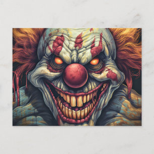 Carte Postale Scary Sideshow Circus Clown Illustration