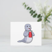 Carte Postale Sceau avec gobelet (Debout devant)