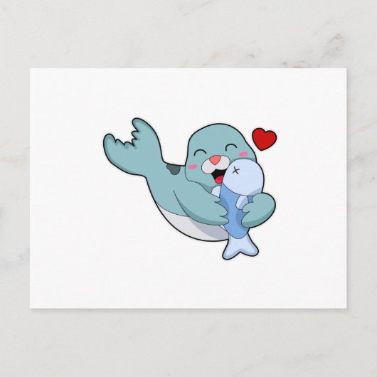 Carte Postale Sceau avec poisson (Devant)